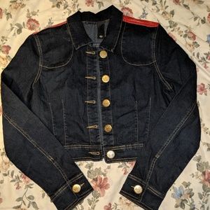 Denim Jacket with Red Accent